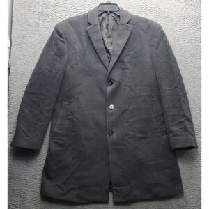Calvin Klein Blazer Coat Men Gray Wool Blend Classic Notch Lapel Single Breasted